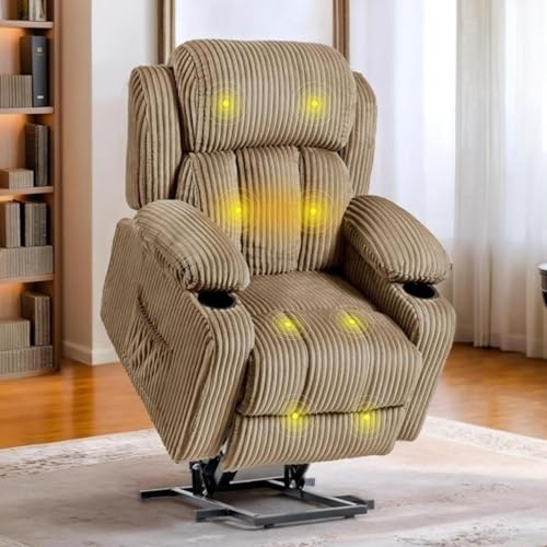 FLEXISPOT XL31 Power Lift Recliner Chair for Elderly, Electric Massage & Heat, PU Leather, Black C786106