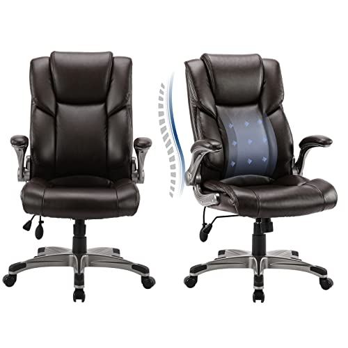 COLAMY Executive Ergonomic Office Chair with Bonded Leather and Flip-up Armrests A775113