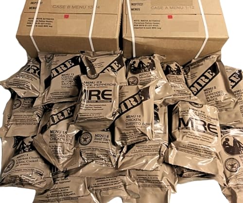 MRE Meals Ready to Eat A and B Bundle Cases, US Military Surplus Emergency Food O1646