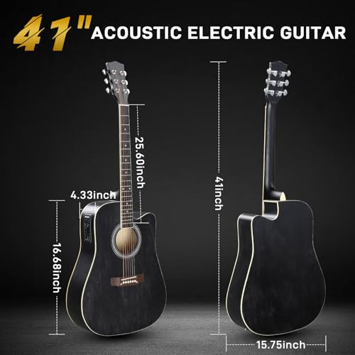 Ktaxon Full-Size Acoustic Electric Guitar with Amp, Black O1421