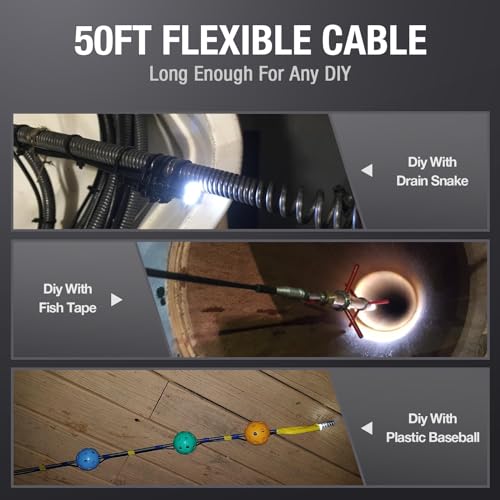 Teslong 50FT Sewer Camera, Dual Lens Borescope with Light, 4.3" HD Inspection Camera E781