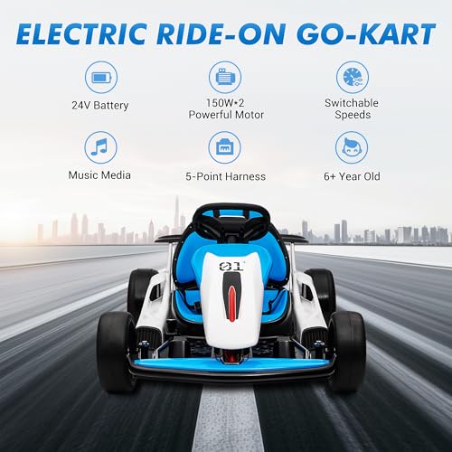 24V Electric Go Kart Drifting Ride On Car for Kids 6-12 Years Old T574114
