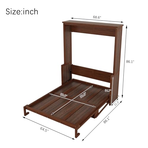 KEIKI Queen Murphy Bed with Desk, Walnut D859708
