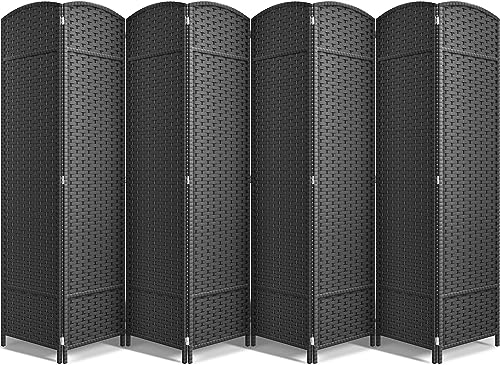 Sorbus 8-Panel Black Room Divider, 6 ft Tall Folding Privacy Screen T242