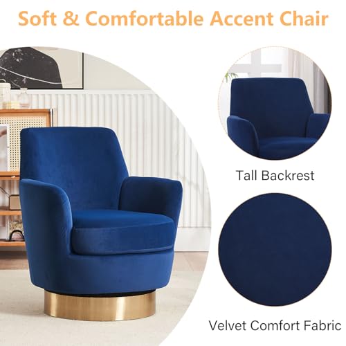 Swivel Barrel Chair Set of 2, Modern Velvet Accent Chairs, Orange P5409