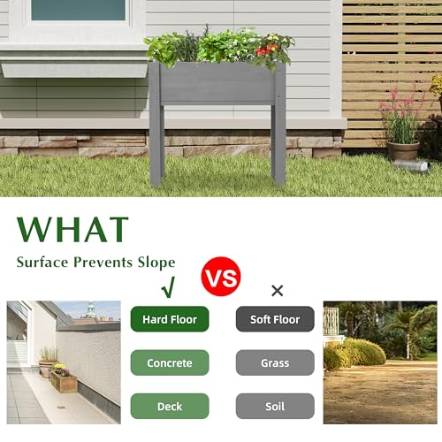 Raised Garden Bed with Legs 40x20x31 Outdoor Wood Planter Box N314255