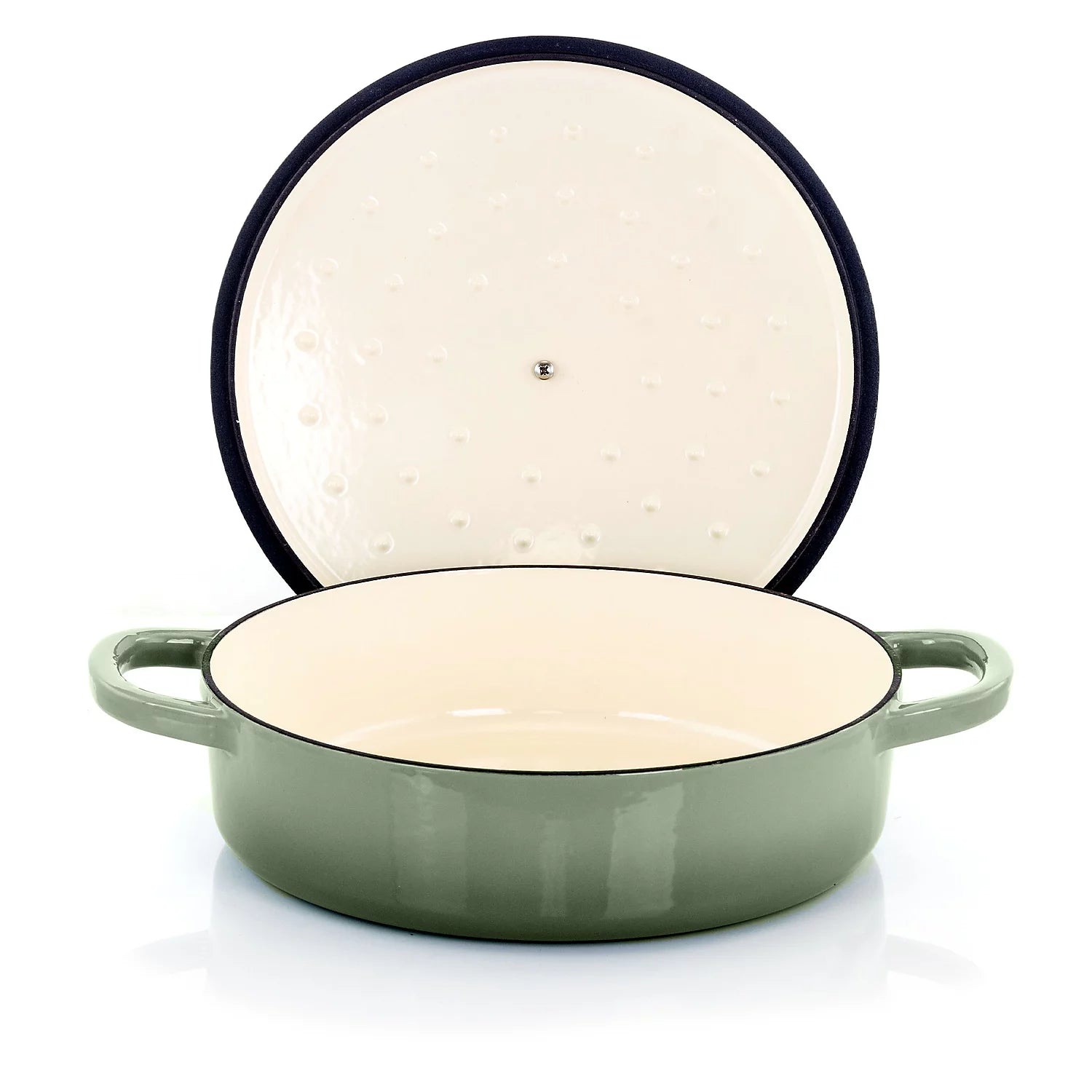 Crock Pot Artisan 5 Quart Enameled Cast Iron Braiser Pan with Lid, Pistachio Green T9166