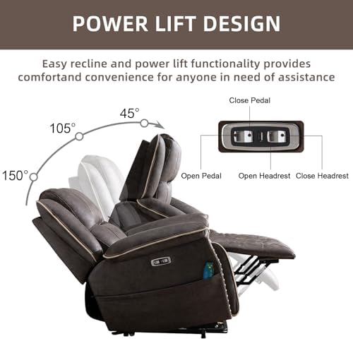 Phoenix Home Dual Motor Power Lift Chair with Massage and Heat, Brown I97460