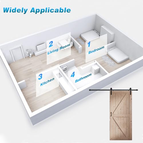 FREDBECK 48in x 80in Sliding Wood Barn Door with 8FT Hardware Kit V8036