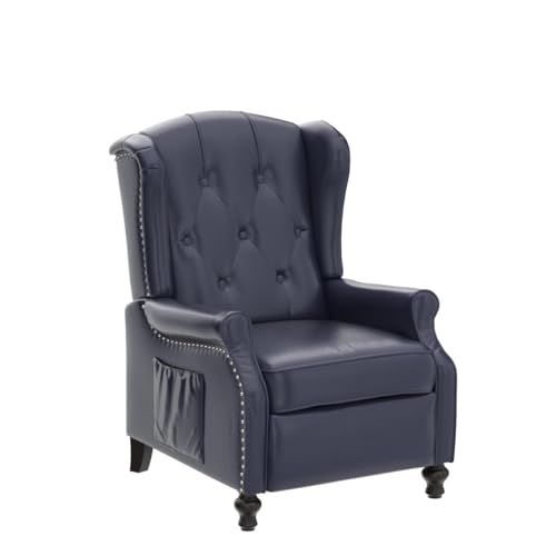 Wingback Recliner Chair with Massage and Heat, Tufted Fabric, Wooden Legs D91574