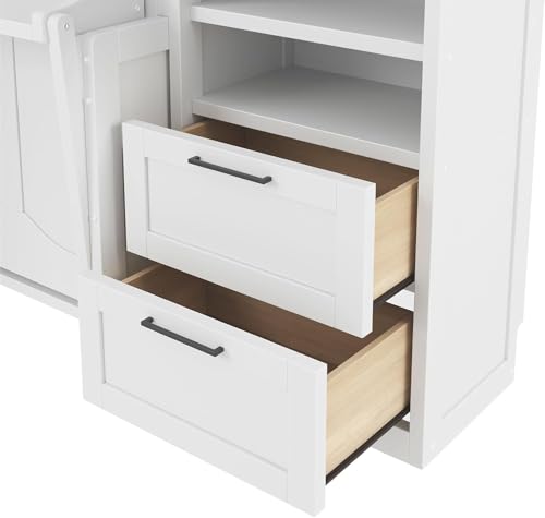 MERITLINE Full Murphy Bed with Desk and Storage, White P49157