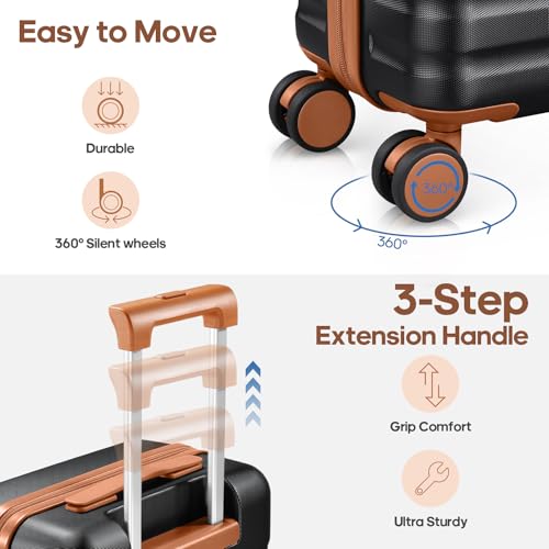 Luggage Sets 3 Piece, Carry On 20 Inch Hardside Suitcase with Spinner Wheels and TSA Lock J67858