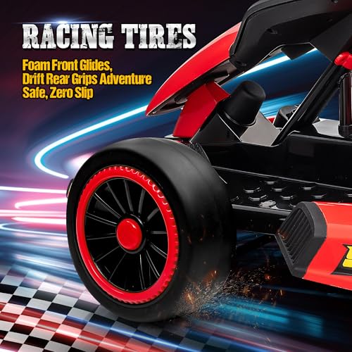 24V Electric Go Kart for Kids with 400W Motors, EVA Tires, Rose Red N76721