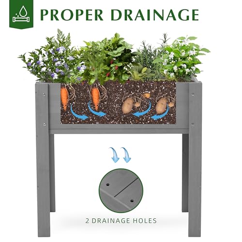 Raised Garden Bed with Legs 40x20x31 Outdoor Wood Planter Box N314255
