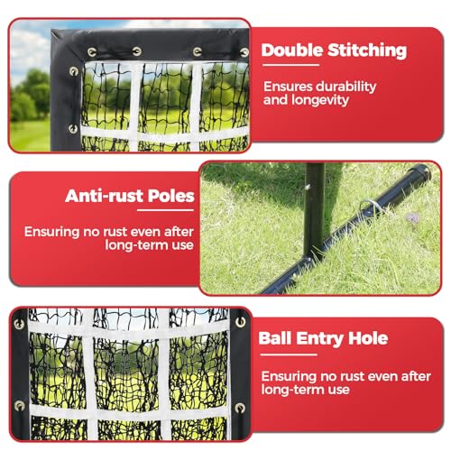 9 Hole Baseball Softball Pitching Net with Strike Zone and Adjustable Target E4379