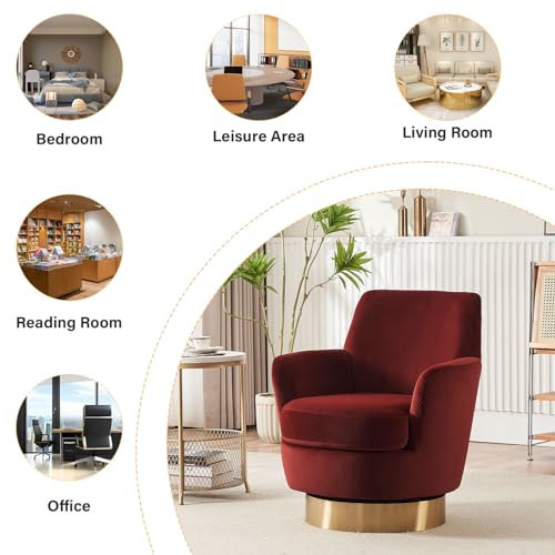 Swivel Barrel Chair Set of 2, Modern Velvet Accent Chairs, Orange P5409