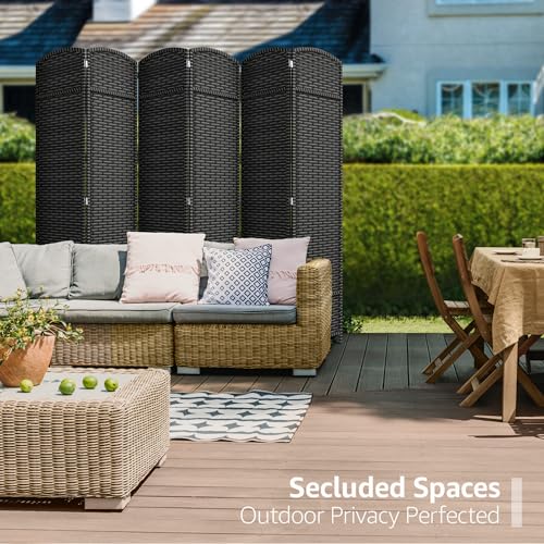 Sorbus 8-Panel Black Room Divider, 6 ft Tall Folding Privacy Screen T242