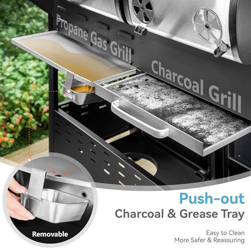 3 Burner Propane Charcoal Combo Grill with Side Burner, 685 SQIN W461