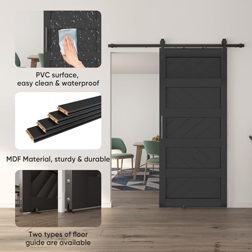 JUBEST 36" x 84" Sliding Barn Door Kit with Hardware, Black R91690