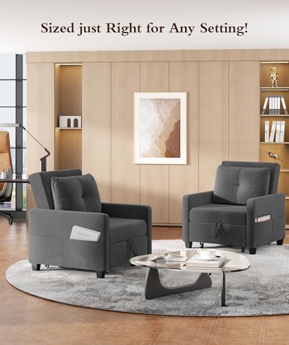 3 in 1 Convertible Sleeper Chair Sofa Bed with Adjustable Backrest, Blue M92497