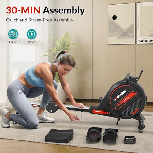 Wenoker Magnetic Rowing Machine for Home, 350 LB Capacity, Quiet with LCD Monitor S651444