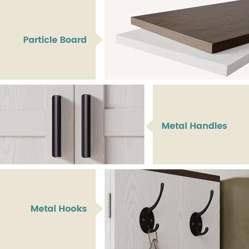 ANCTOR Kitchen Hutch Cabinet with Glass Doors and Storage K931