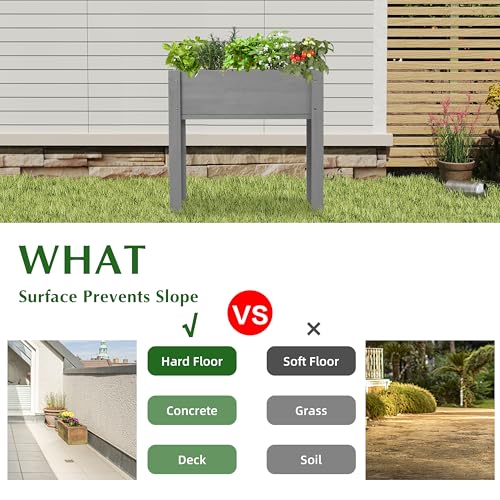 Raised Garden Bed with Legs 40x20x31 Outdoor Wood Planter Box N314255