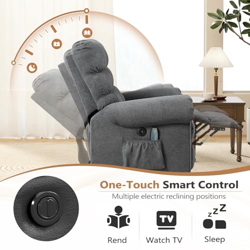 ANJ Large Power Lift Recliner Chair with Massage and Heat for Elderly, Camel Z8802
