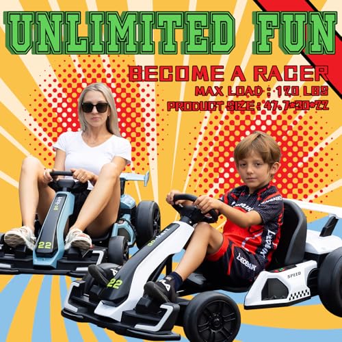 KerryYoo K61 Electric Drift Kart for Kids, 24V Ride On Toy with Adjustable Seat, Red D4386