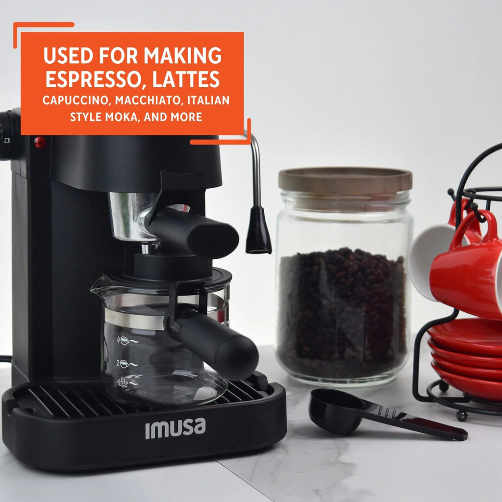 Imusa 4-Cup Electric Espresso Cappuccino Maker 800W Black V8681