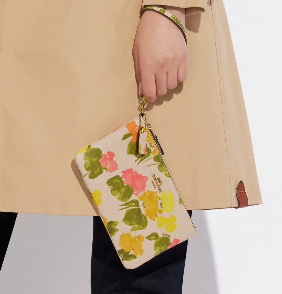 COACH Womens Floral Leather Small Wristlet X68902