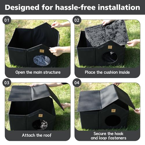 Weatherproof Insulated Outdoor Cat House with Waterproof Oxford Fabric U8928