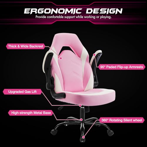 Sweetcrispy Ergonomic Gaming Desk Chair with Flip-up Armrest, Black Blue C253