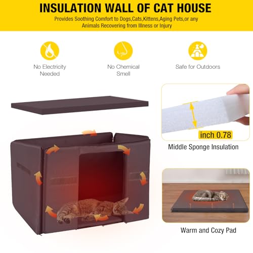 Aivituvin Cat House Outdoor Indoor Insulated Shelter with Escape Door R3178
