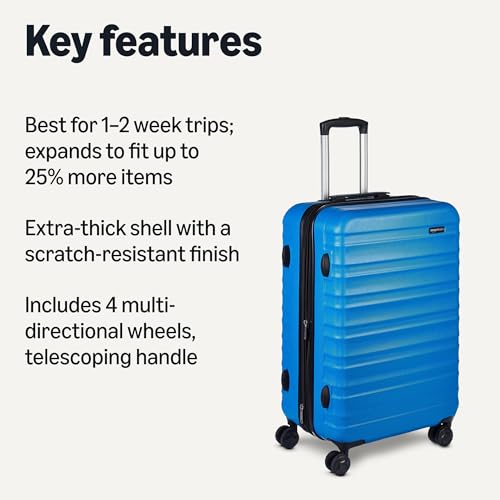 Amazon Basics 21" Hardside Carry-On Luggage with Wheels, Expandable, Black L489