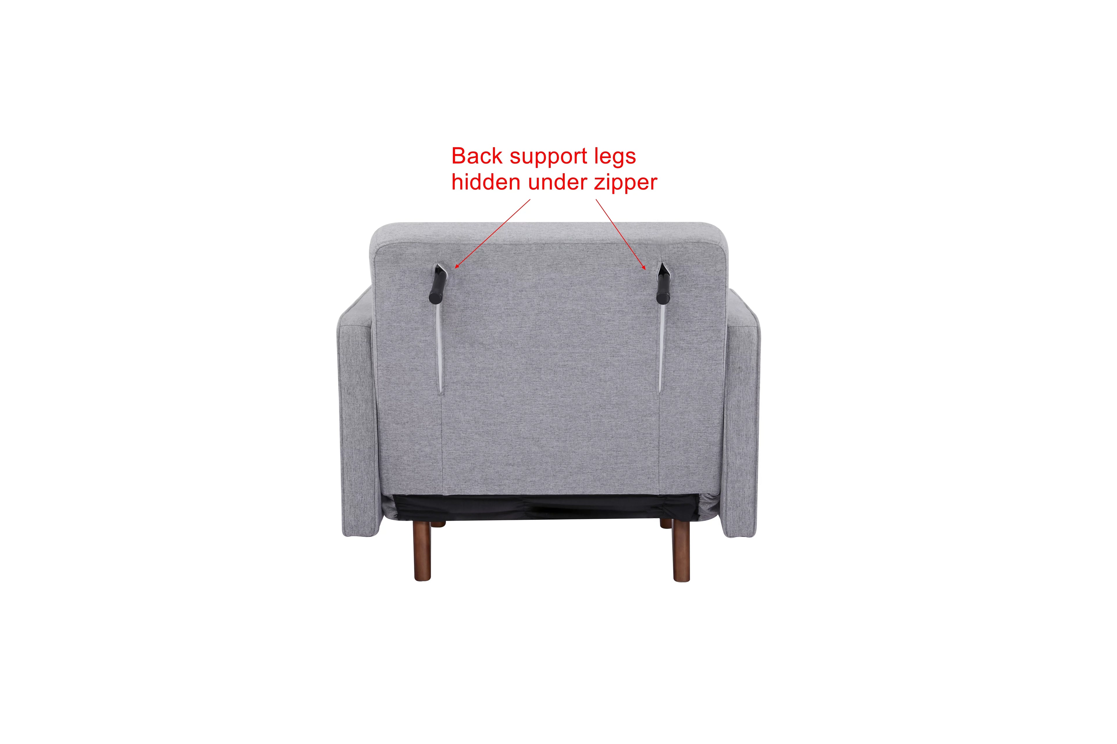 Artdeco Home Panama Polyester Convertible Futon Sofa Chair Light Gray N140