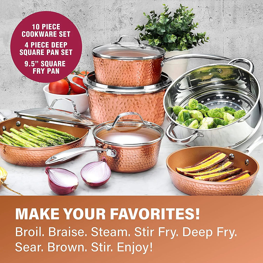 Gotham Steel Hammered Copper 20-Piece Cookware & Bakeware Set U8093