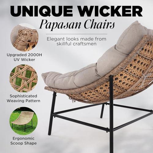 Bme Heavy Duty Wicker Egg Chair for Indoor & Outdoor, Black Base N148