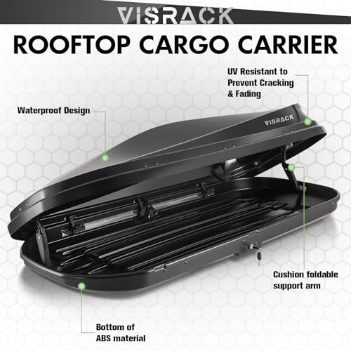 Heavy Duty Hard Shell Rooftop Cargo Box, Waterproof, 62"L x 31"W x 15"H, Diamond Black Y830591