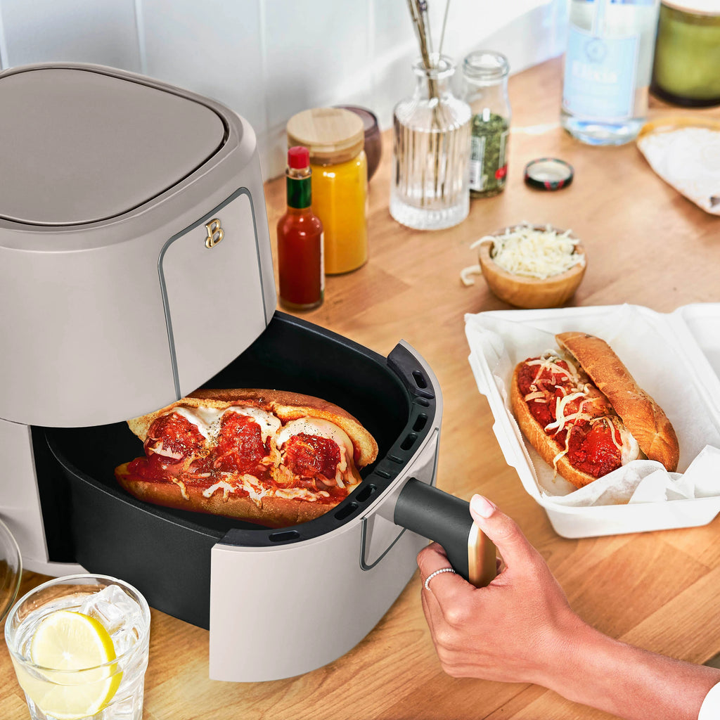 Beautiful 3 Qt Air Fryer with TurboCrisp Technology, Porcini Taupe by Drew Barrymore C9150