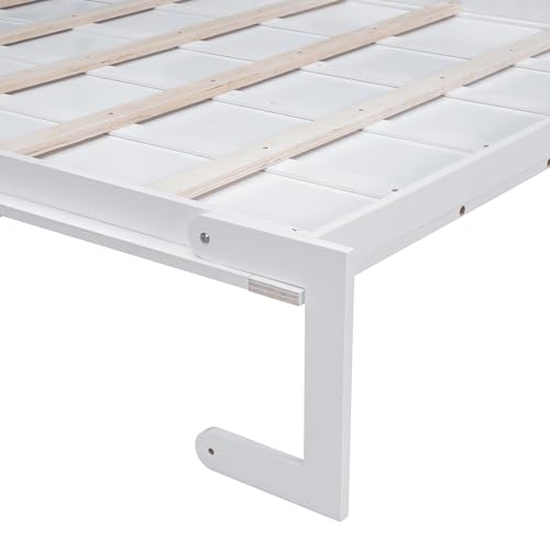 Merax Queen Murphy Bed Wall Bed with Sofa and Cushion, White V57291