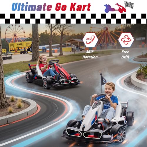 BMW Licensed 24V 9AH Electric Drift Kart for Kids, 7.5 MPH, Grey F94684