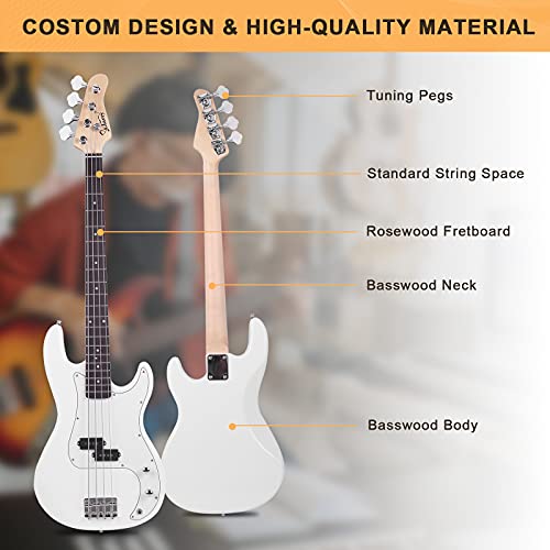GLARRY Full Size Electric Bass Guitar Beginner Kit 4 String with Amp and Accessories S4156