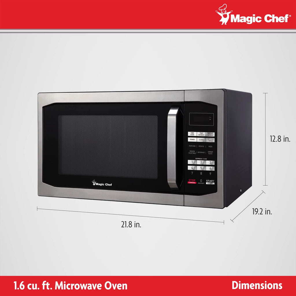 Magic Chef 1.6 Cu. Ft. Digital Countertop Microwave, Stainless Steel B4156