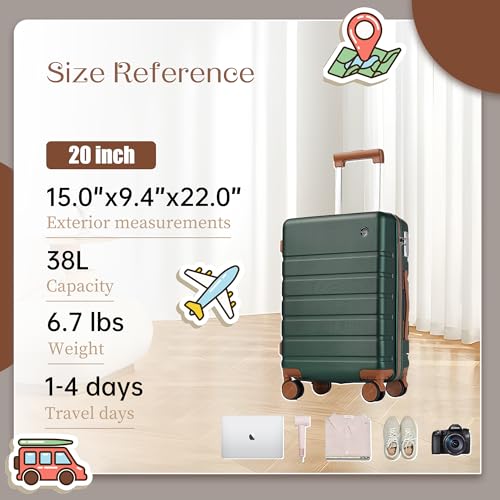 Hardside Carry-on Luggage 20 Inch with Spinner Wheels and TSA Lock J743