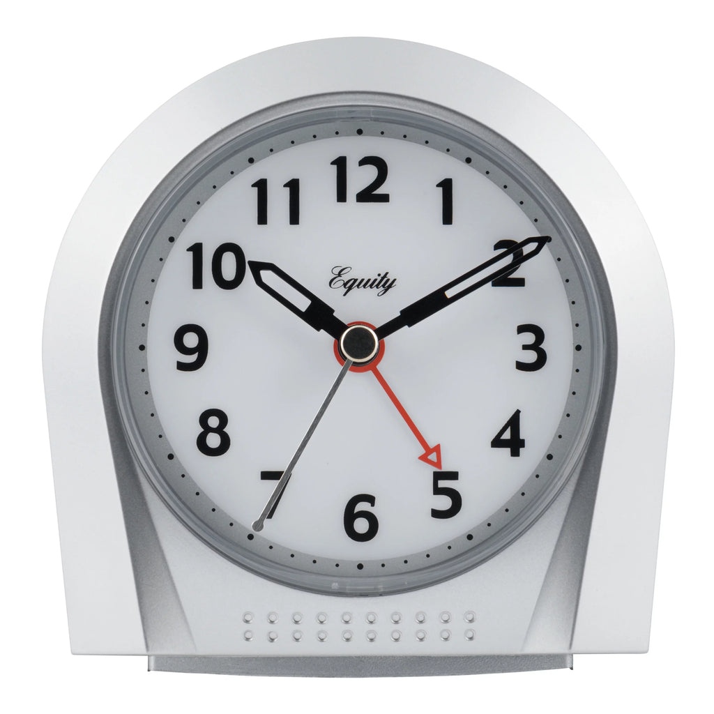 Equity by La Crosse Silver Silent Sweep Night Vision Alarm Tabletop Clock, 21103