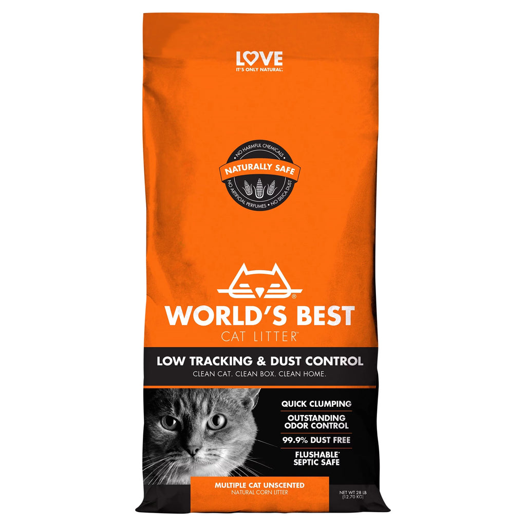Natural Unscented Cat Litter, Low Tracking & Dust Control, 28 lb F186979