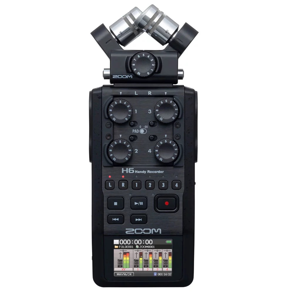 Zoom H6 All Black 6-Input Portable Handy Recorder Bundle Q8983