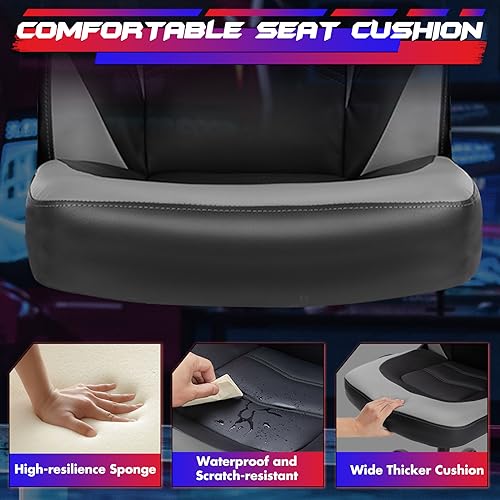 Sweetcrispy Ergonomic Gaming Desk Chair with Flip-up Armrest, Black Blue C253