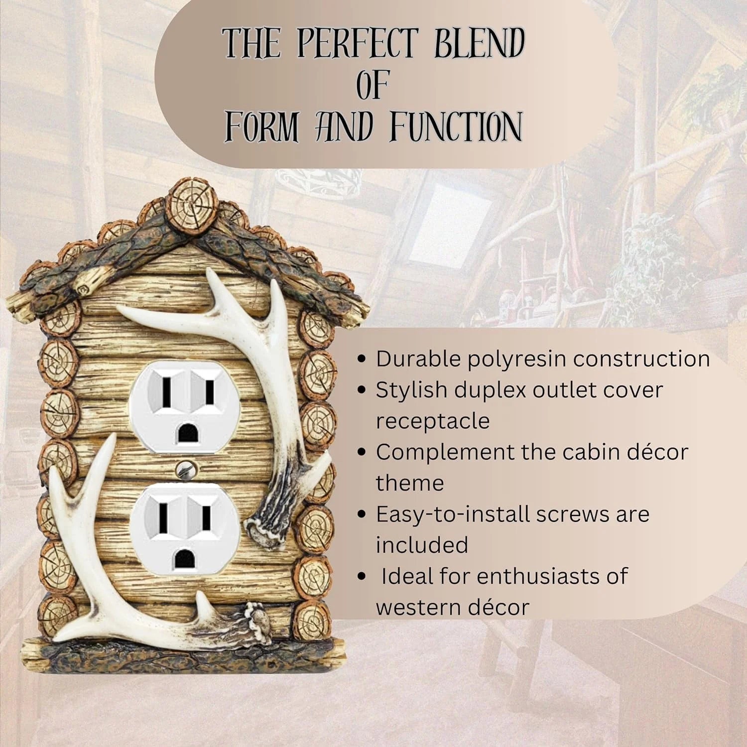 Rustic Antler Duplex Outlet Cover for Log Cabin Cottage G409880